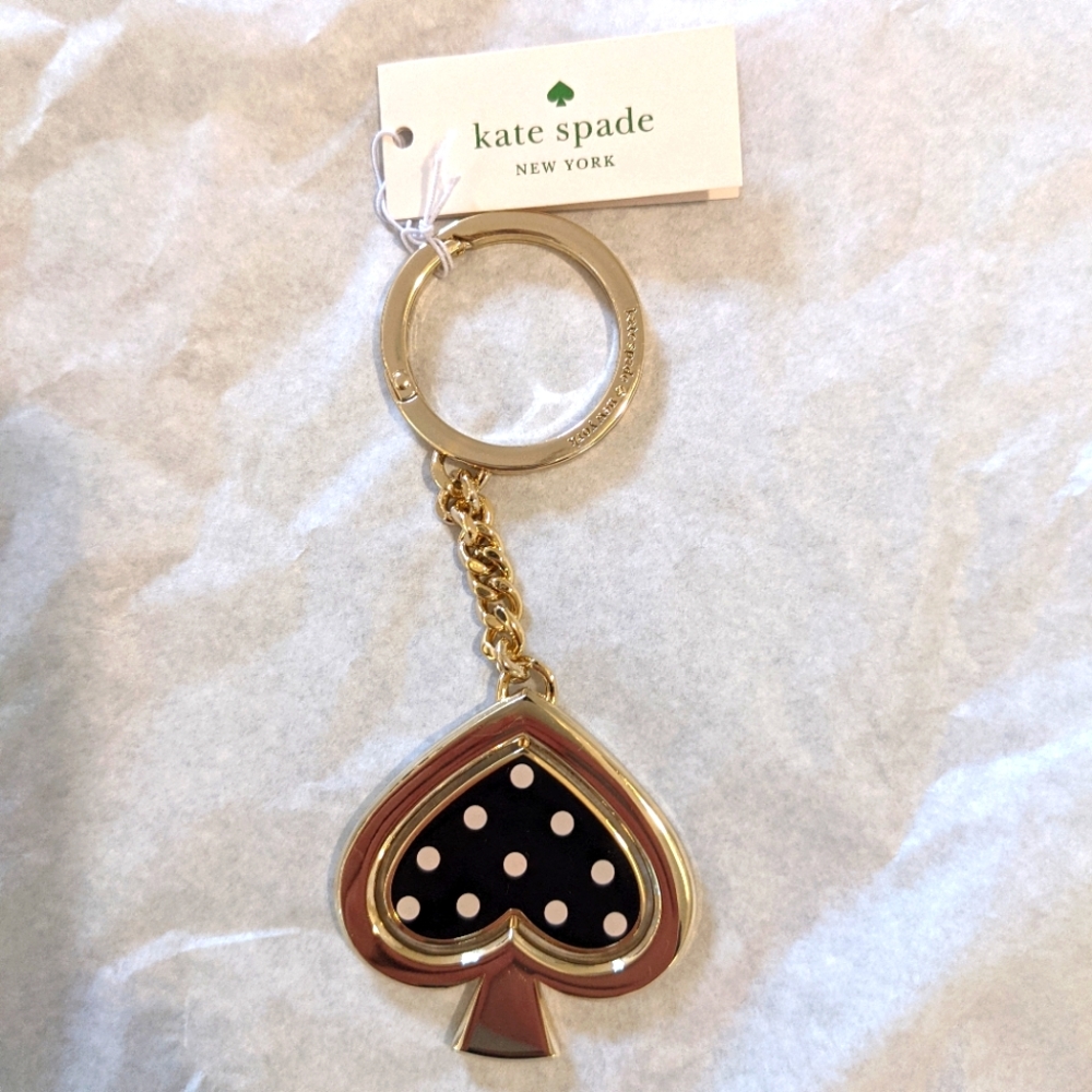 ***Brand New Kate Spade Reversible Enamel Ace of Spades Keychain NWT***
